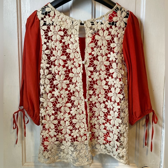 Stitch Knot silk and lace blouse (Anthropology) - Picture 2 of 8